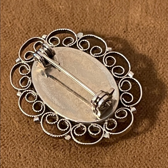 Vintage Italian Micro Mosaic Floral Filigree Framed Brooch - Picture 5 of 6